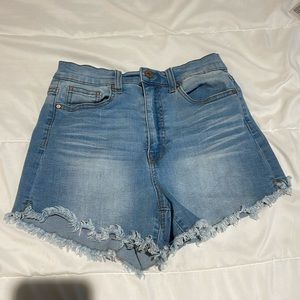 Celebrity Pink High-Rise Raw-Edge
Denim Shorts